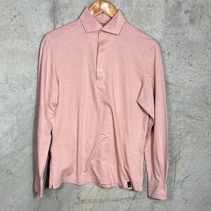 Boggi Milano Japanese Jersey Men's Pink Long Sleeve Polo Shirt